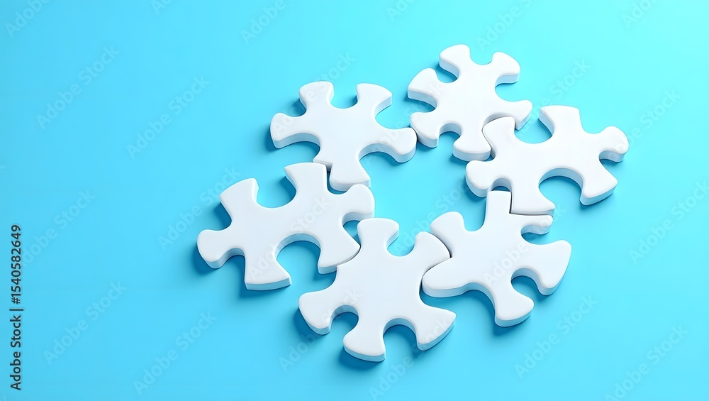 White puzzle pieces connecting on blue background,concept buisnes strategy White puzzle pieces connecting on blue background,concept buisnes strategy