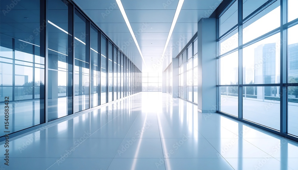 Modern office hallway with bright windows. Modern office hallway with bright windows.