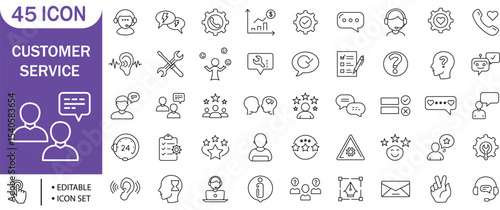 Customer Support, Feedback, Communication, Service, Help, Chat, Agent Icon Set