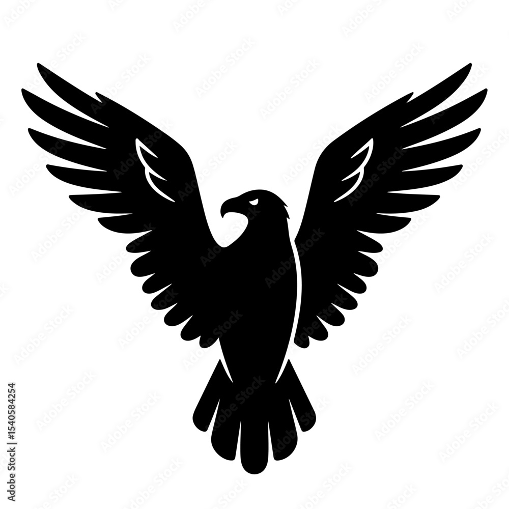 Obraz premium Black Eagle Wings Spread Vector Illustration