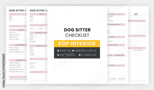 Printable Dog Sitter Checklist Template, Dog Sitter Instructions, Dog Sitter Guide