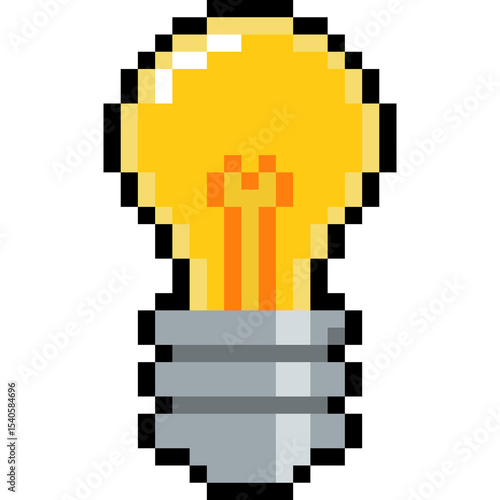 Fotografía Pixel light bulb icon — 8 bit idea icon