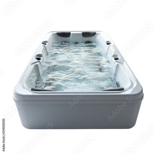 Luxurious White Swim Spa with Bubbling Water Relaxation Fitness and on transparent background