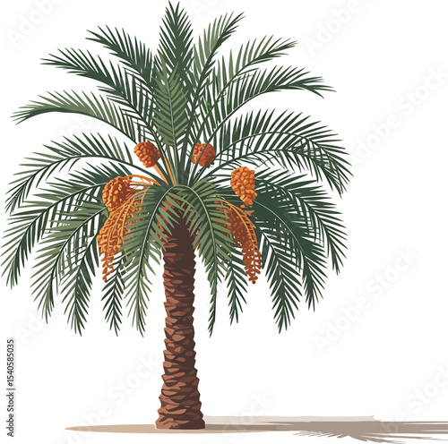 Blooming date palm tree illustration