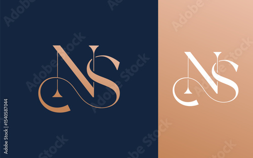 Initial letter NS SN logo design vector illustration for couple, wedding, and business