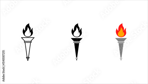 Torch icon set. isolated on white background
