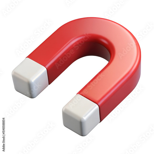 3d realistic red horseshoe magnet isolated on transparent background