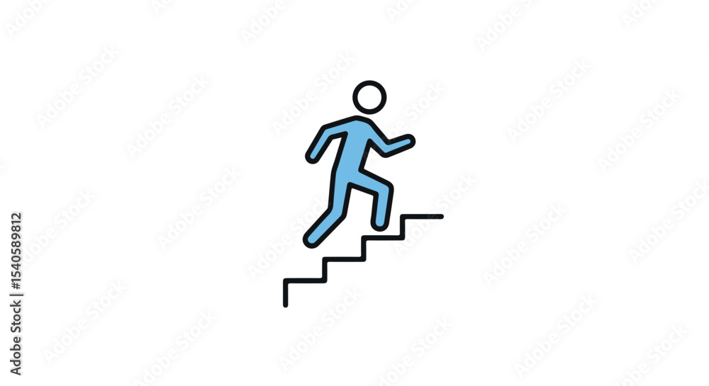 A person climbing the stairs, symbolizing growth and progress. A person climbing the stairs, symbolizing growth and progress.