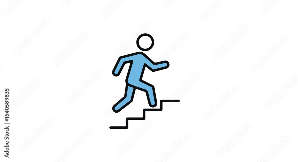 Person climbing stairs, symbolizing progress and growth. Person climbing stairs, symbolizing progress and growth.
