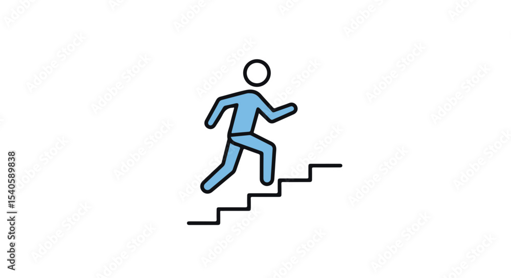 A person climbing a staircase, representing upward mobility. A person climbing a staircase, representing upward mobility.