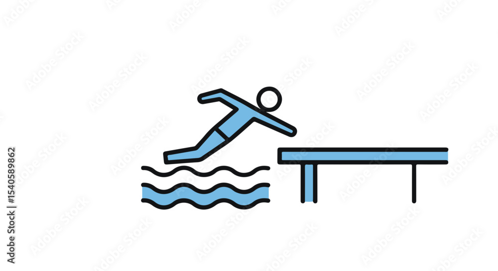 Obraz premium A silhouette of a person diving into a pool