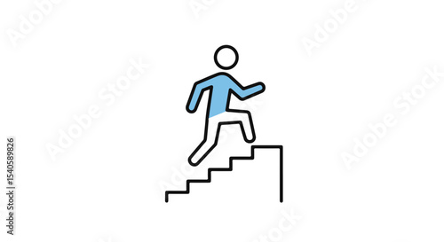 Conceptual image representing a person ascending a staircase, symbolizing progress.