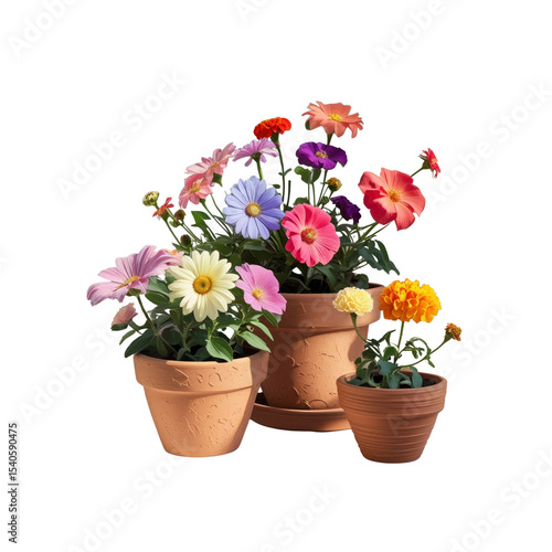 Wallpaper Mural Vibrant Colorful Flowers in Terracotta Pots Torontodigital.ca