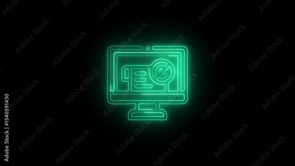 Glowing Copyright Restriction and Symbol in HD Video Neon Animation on Black Background Glowing Copyright Restriction and Symbol in HD Video Neon Animation on Black Background