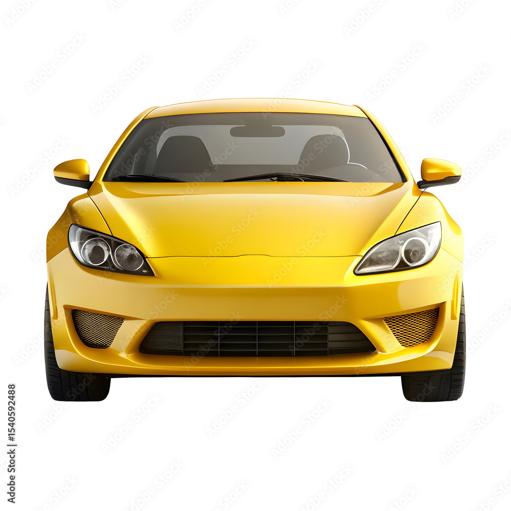 Naklejka premium Yellow Car Front View – Bright and Eye-Catching Vehicle on Pure White Background