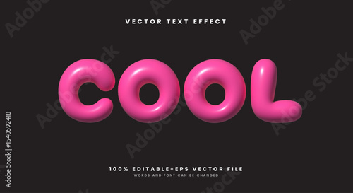 Pink Cool Glossy inflated Style 3d editable text effect template