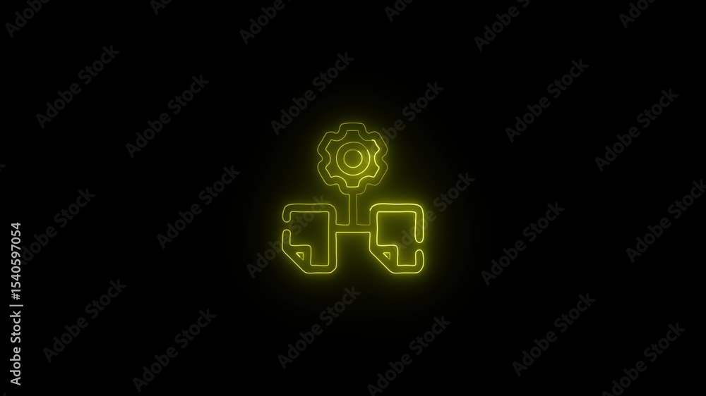 Glowing Data Streams and Algorithm Symbol in HD Video Neon Animation on Black Background Glowing Data Streams and Algorithm Symbol in HD Video Neon Animation on Black Background