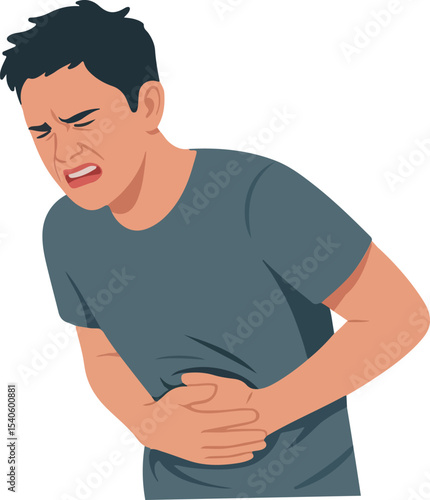 Illustration of a male stomach patient