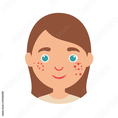 Freckles on a girl face vector icon 