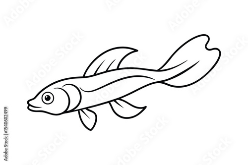 Bottom dwelling sea robin fish with wide pectoral fins Line Art Vector illustration
