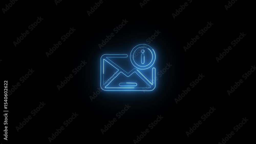 Glowing Email Information and Symbol in HD Video Neon Animation on Black Background Glowing Email Information and Symbol in HD Video Neon Animation on Black Background
