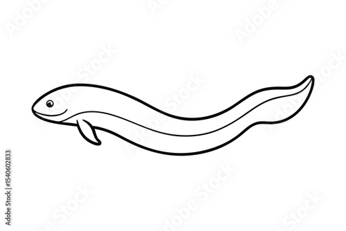 Electric eel fish generating underwater electric shocks Line Art Vector illustration