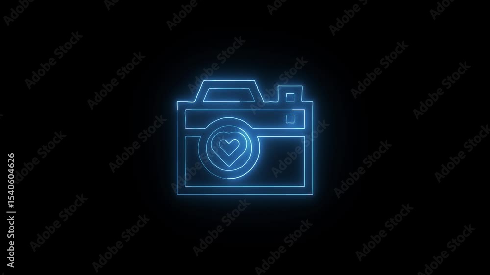 Glowing Photos and Symbol in HD Video Neon Animation on Black Background Glowing Photos and Symbol in HD Video Neon Animation on Black Background