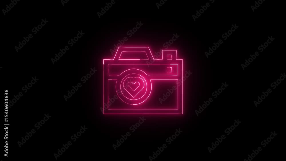 Glowing Photos and Symbol in HD Video Neon Animation on Black Background Glowing Photos and Symbol in HD Video Neon Animation on Black Background