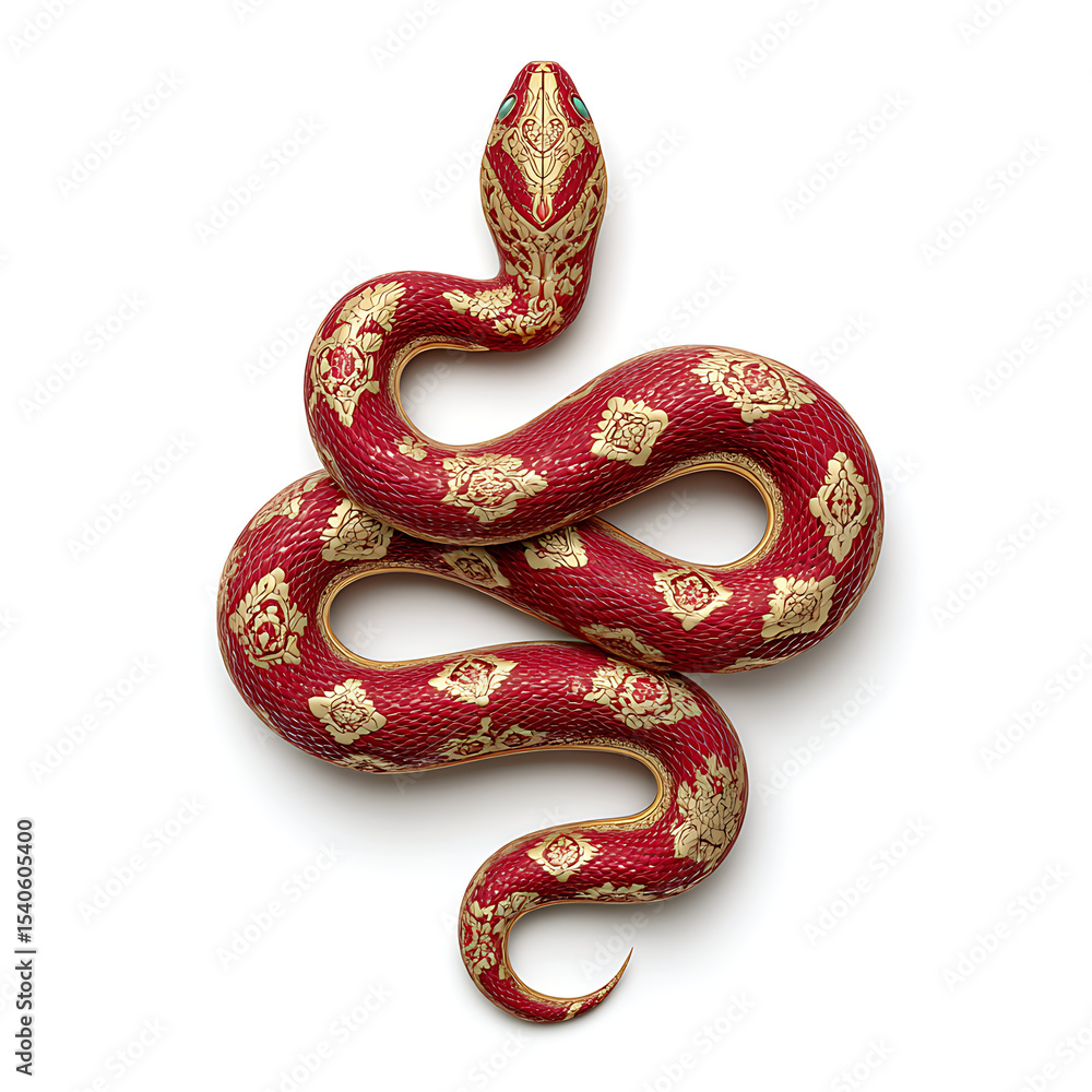 Luxurious Red and Gold Chinese Snake A New Year's Symbol of Prosperity and Renewal Luxurious Red and Gold Chinese Snake A New Year's Symbol of Prosperity and Renewal