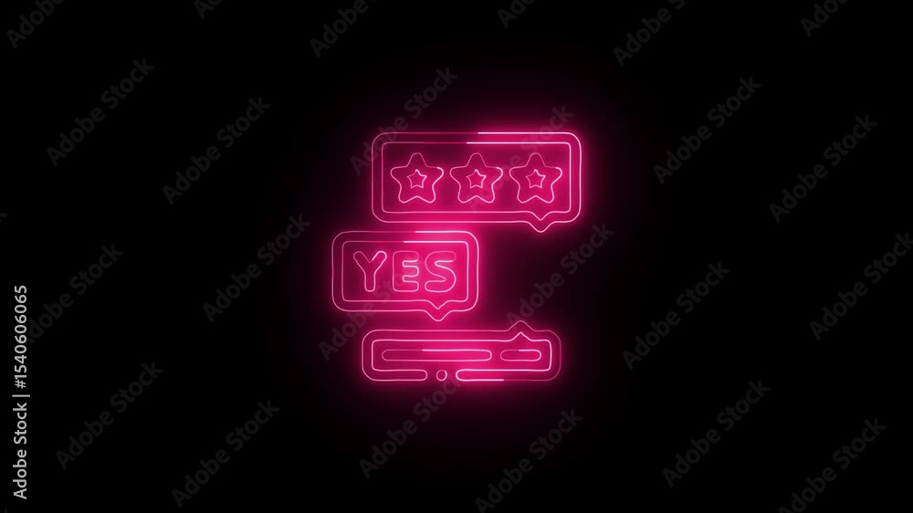 Glowing Reviews and Symbol in HD Video Neon Animation on Black Background Glowing Reviews and Symbol in HD Video Neon Animation on Black Background
