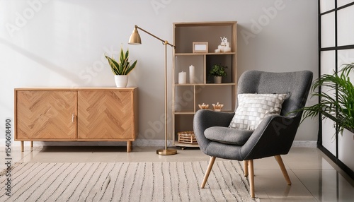 interior of modern living room with armchair