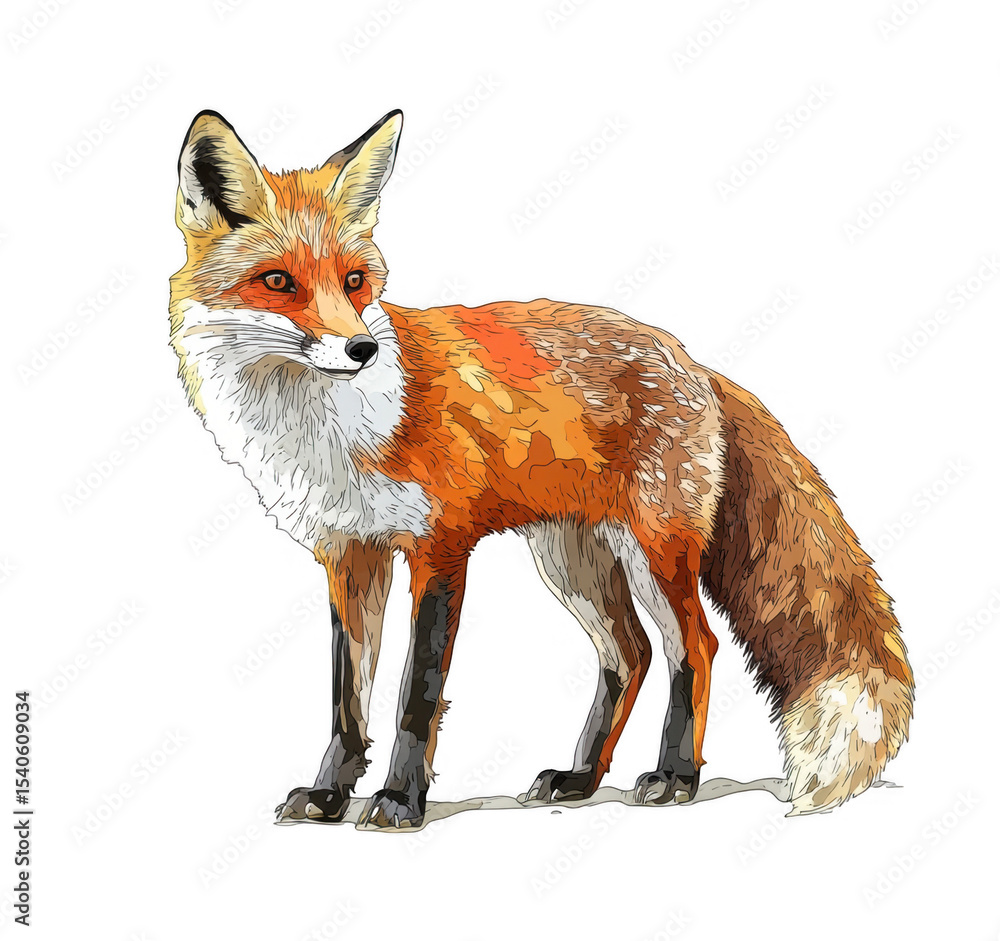 Obraz premium Red Fox Illustration