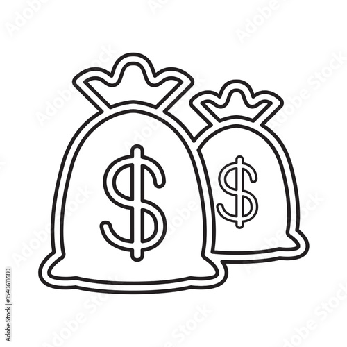 Financial Success  Two Money Bags Icon Representing Wealth and Prosperity. Illustration Vector