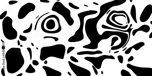 Abstract black and white vector illustration of a surreal, fabulous face with smoothshapes. Bright spots and blots. Minimalism. Background for postcards, banners, postcards. Textiles, wallpaper.