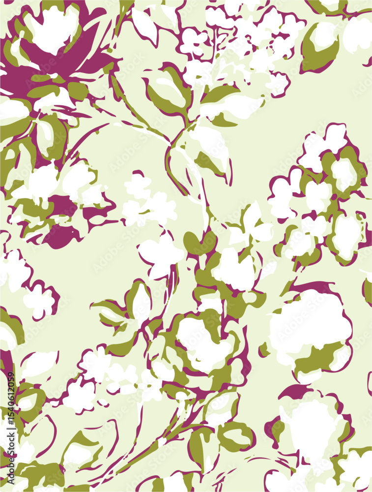 custom made wallpaper toronto digitalBotanical flowers, daisies, green leaves, blush pink background. Floral illustration. Vector seamless pattern. Botanical design. Nature garden elements. Summer plants