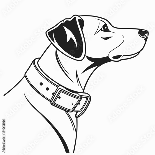 Elegant Dog Portrait A Classic Line Art Illustration of a Canine Companion