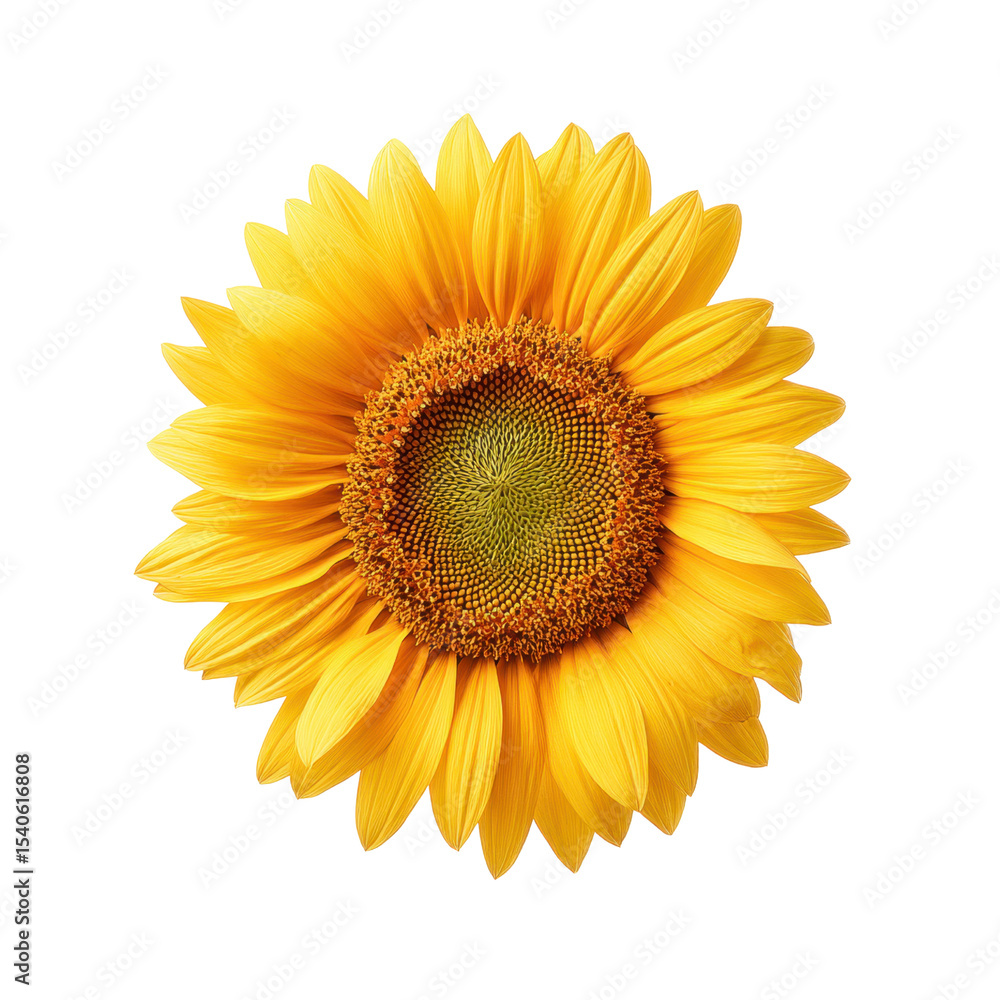 Fototapeta premium Bright and Cheerful Sunflower Bloom with Vibrant Yellow Petals and Detailed Center on Isolated Background Transparent background or png