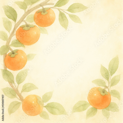 korean persimmon frame background
