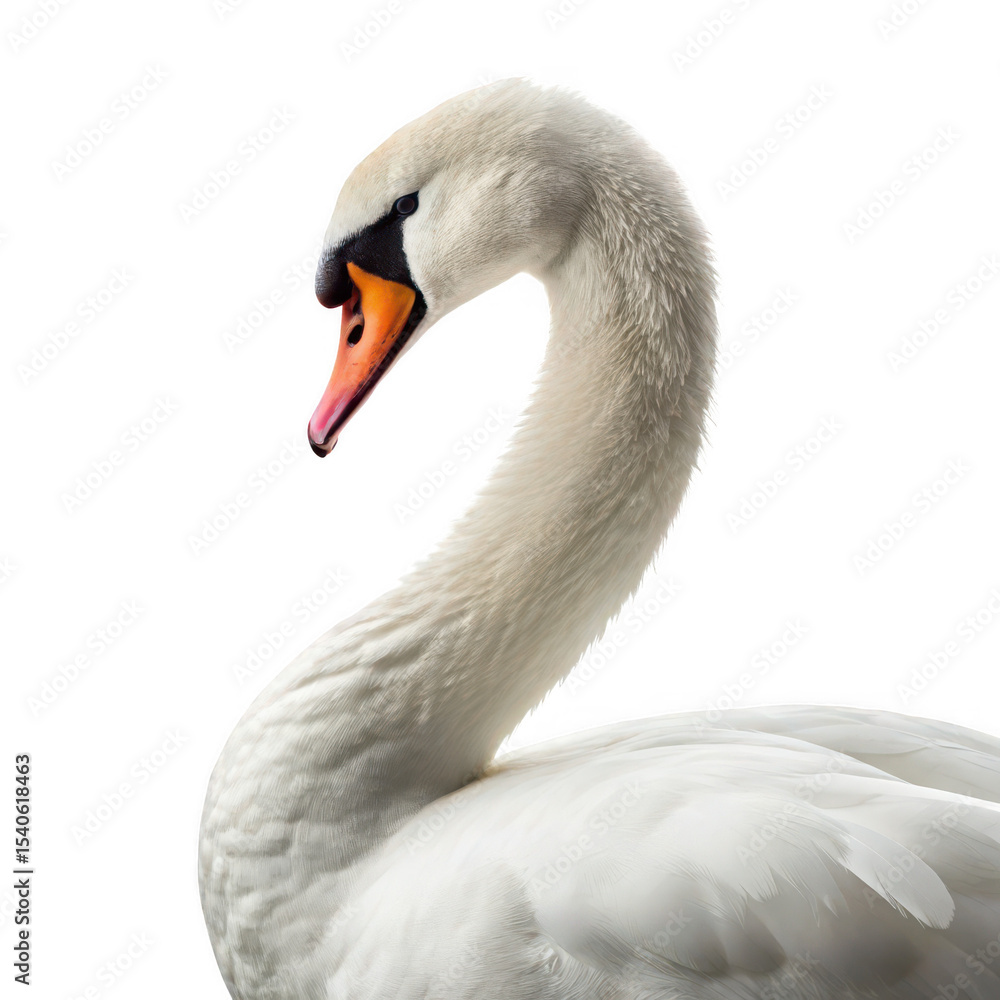 Fototapeta premium Swan animal png large elegant water bird png white-feathered species png graceful swimming bird png lake and pond wildlife png transparent background image