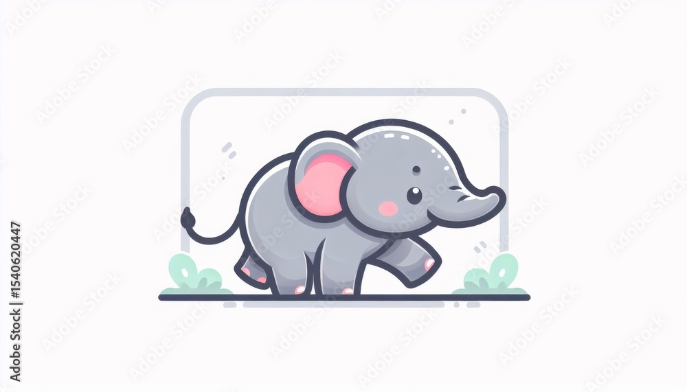 Fototapeta premium Cute Baby Elephant Pixel Art Illustration