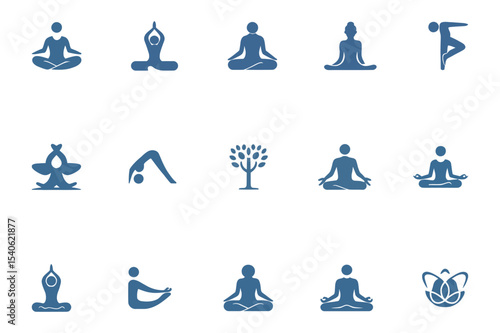 Collection of Yoga Poses Silhouettes for Wellness and Meditation