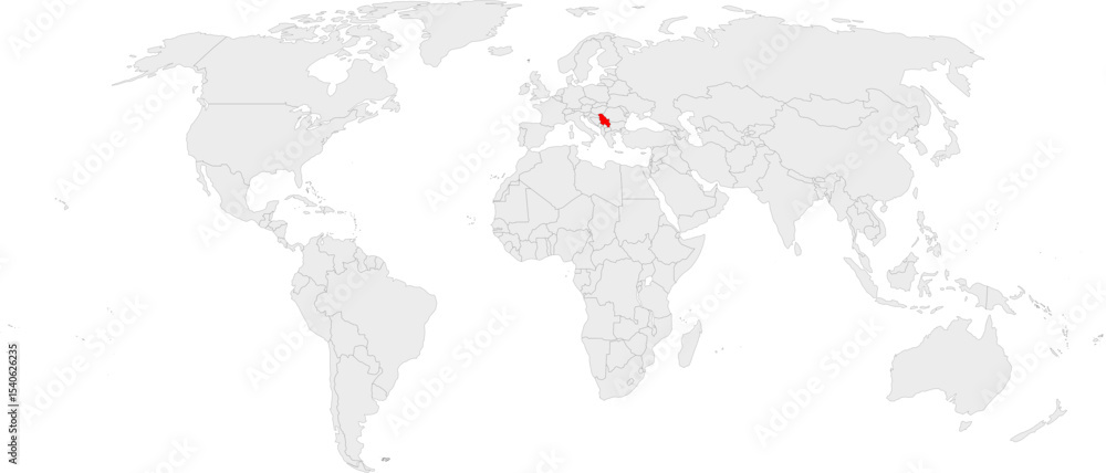 Fototapeta premium Serbia Highlighted on World Map