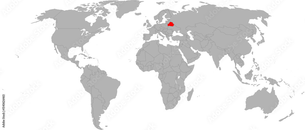 Obraz premium Belarus Highlighted on World Map