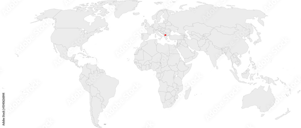 Obraz premium North Macedonia Highlighted on World Map