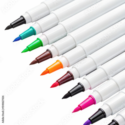Twin tip brush markers png dual-ended colorful markers png versatile art supplies png calligraphy and sketching pens png transparent background image