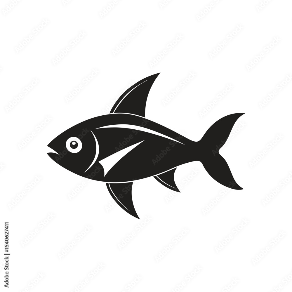 Elegant Black Fish Silhouette A Vector Illustration of Aquatic Life Elegant Black Fish Silhouette A Vector Illustration of Aquatic Life