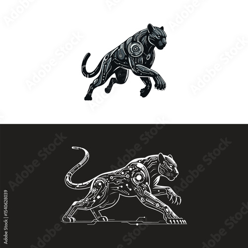 Cyberpunk Tiger Illustration: Mechanical Animal Design