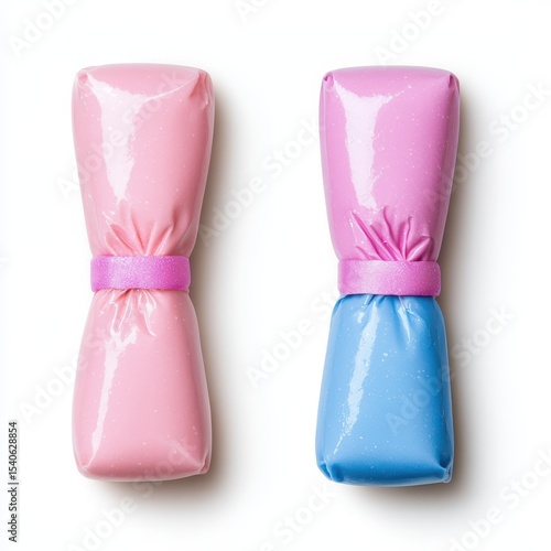 Colorful Candy Packaging in Pink and Blue with Glossy Finish
