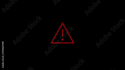 Warning symbol animation with red triangle and exclamation on black background. Great for general alerts, safety notices