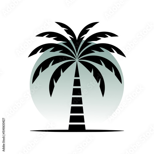 Palm Tree Silhouette on Gradient Circle